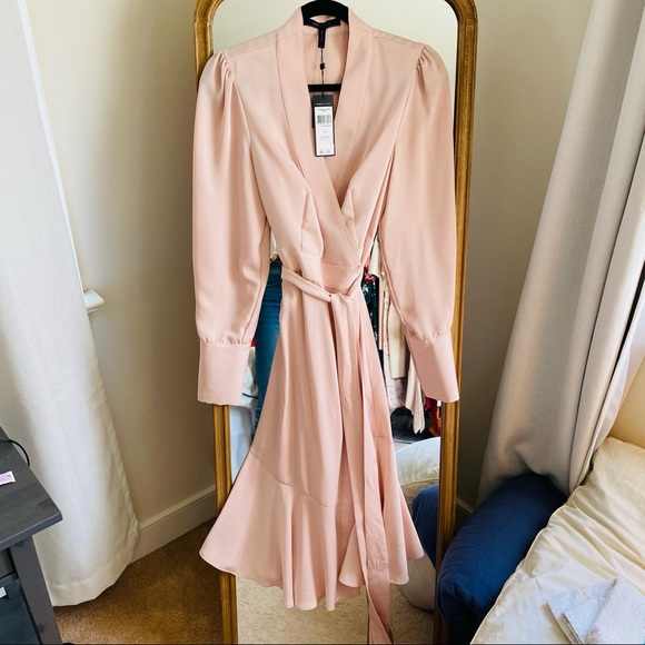 COPY - BCBG MAXAZRIA Satin-Back Crêpe Wrap Dress - Picture 6 of 9